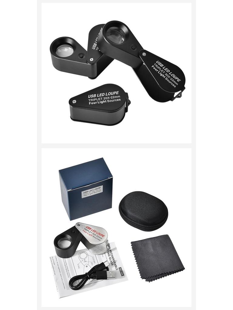 High-End 30x Magnifier with 13 LEDs & Quad-Color Light for Jewelry, Diamonds, Antiques, & Jade Appraisal