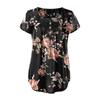 Women's Summer Casual Flower Print Short-sleeved Loose O-neck A-line Swing Top