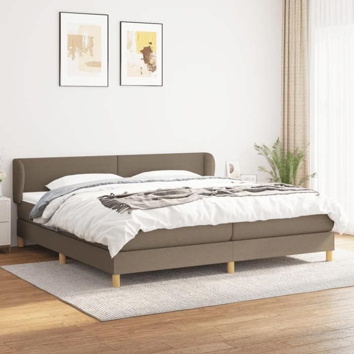 3126673 vidaXL Divan Bed with Mattress Taupe 200x200 Cm Fabric