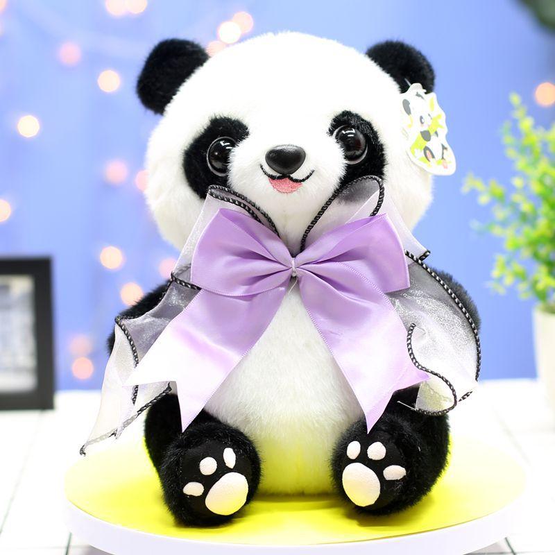 Cute Bow Tie Giant Panda Doll Plush Toy Rag Doll Gift for Children's Girlfriend Best Friend Lover