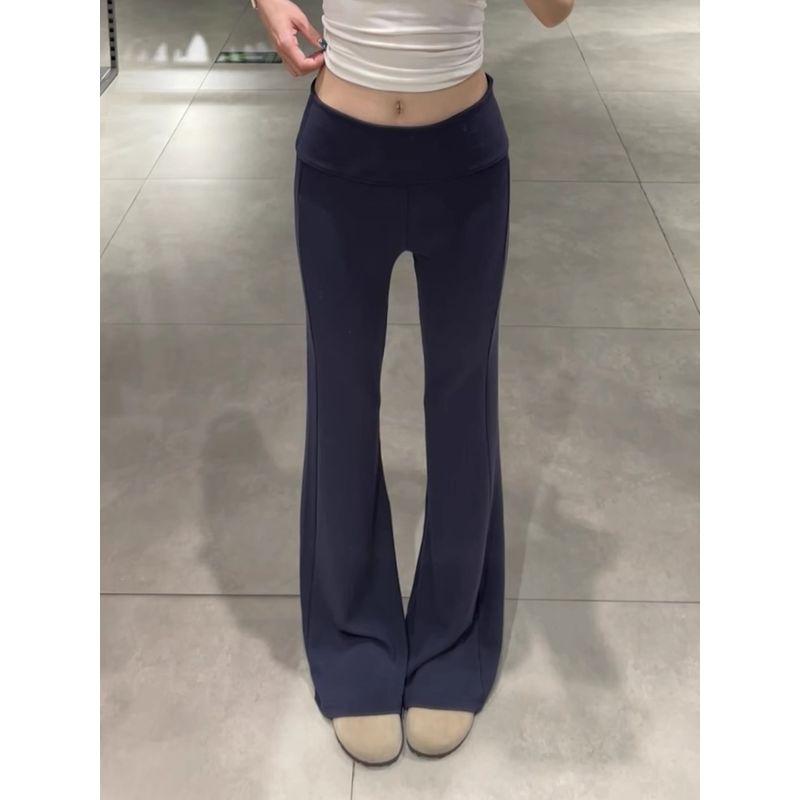 

The Pants Have Been Revised for Five Times! The Hip Shape Is Perfect! Lulu Flat for Buttock Lifting Stretch Micro-Pull Slim fit Yoga Pants Women Navy blue L [Suggested 55.00 kg-62.50 kg]]