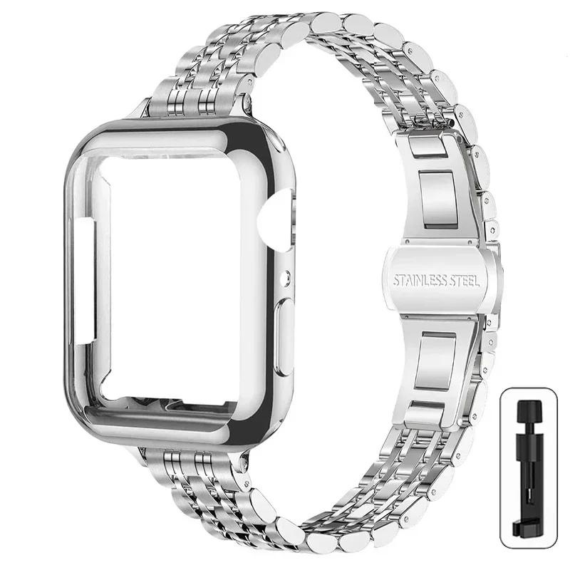 

Металлический ремешок+чехол для Apple Watch Ultra2 49мм 42мм 41 45 46 40 44мм Чехол Стальной браслет Для Iwatch Серии 10 9 8 7 6 SE 5 4 Series SE 456 40mm