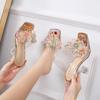 Fashion Slippers Transparent PVC Crystal High-heeled Sexy Casual Shoes Plus Size Women Open Toe Transparent Slippers