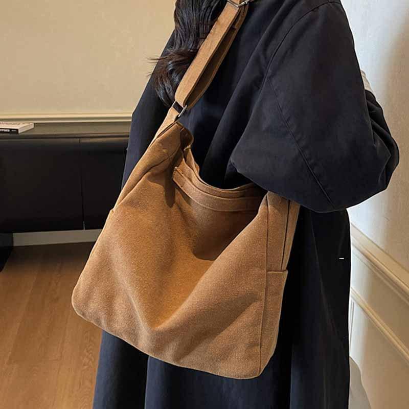 Large Capacity Canvas Bag Women's 2025 New Casual Fashion Commuter Tote Bag Simple Fashion Shoulder Messenger Bag