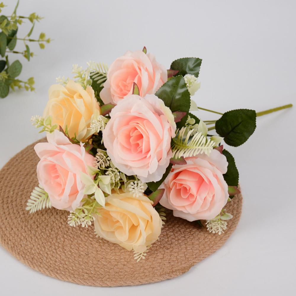 

7 Heads Real Happy Flower Mini 10 Colors Valentine s Day Flowers Photography Photo Gift Rose Flowers Decorative Home Decorative