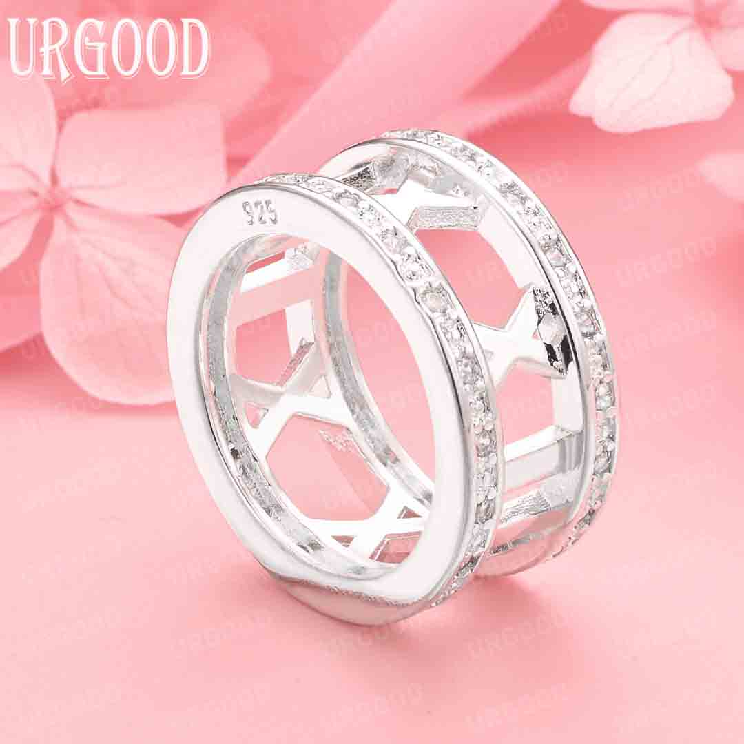 

925 Sterling Silver Fashion Jewelry Wedding Party AAA Zircon Ring 5#
