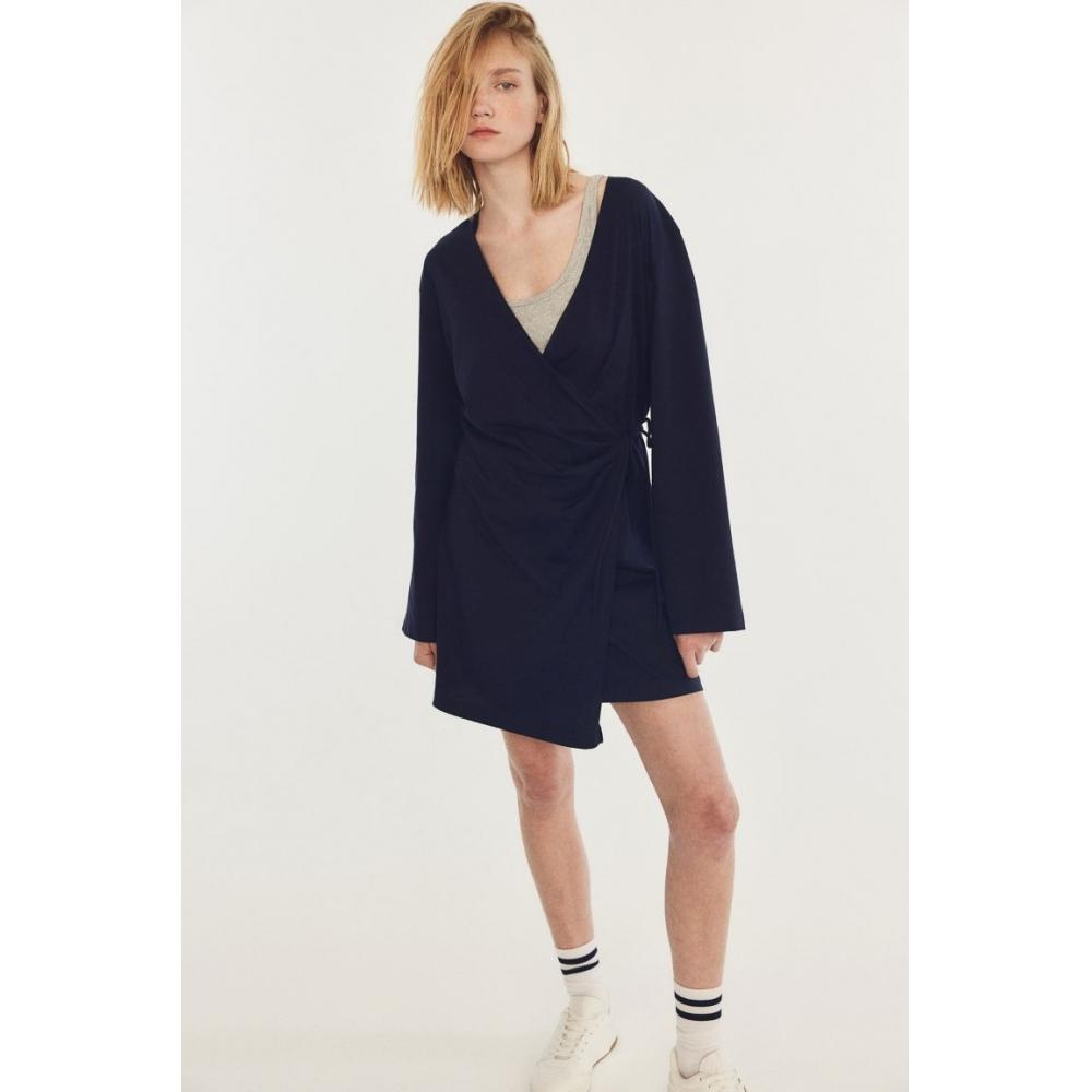 

Платье из джерси с запахом HM Темно-синее