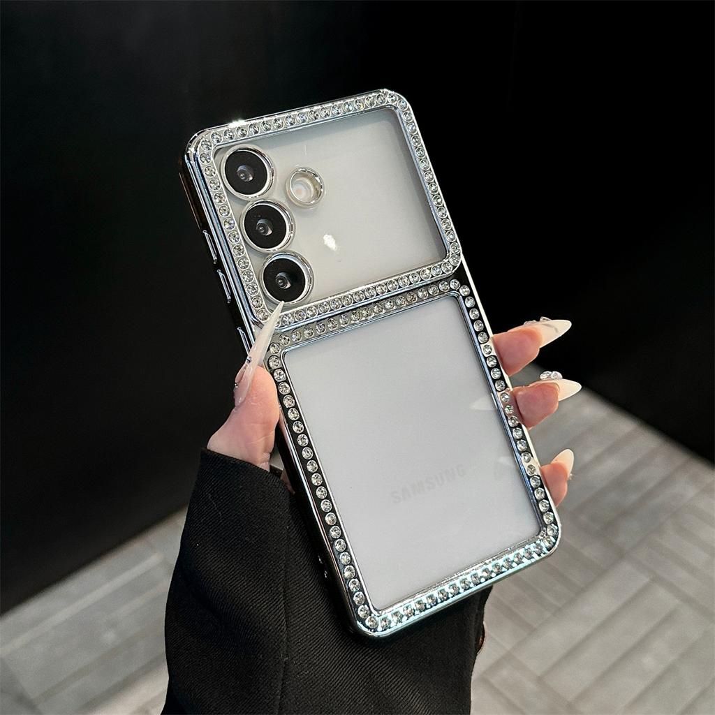 Electroplated Sparkling Diamond Transparent Phone Case for Samsung Galaxy S26 Ultra S25 Plus S24 FE Full Camera Protection Cover