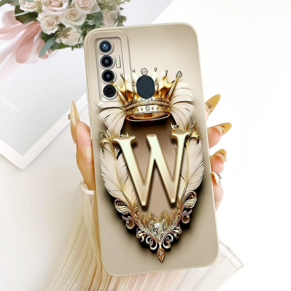 For Tecno Camon 17 CG6 CG6j Case For Techno Camon 17 Cover Luxury A-Z Letters 2D Painted Silicone Casing