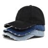 Retro Ripped Brim Denim Baseball Cap Visor Adjustable Distressed Peaked Cap Hole Casual Sunscreen Hats For Man Women Unisex