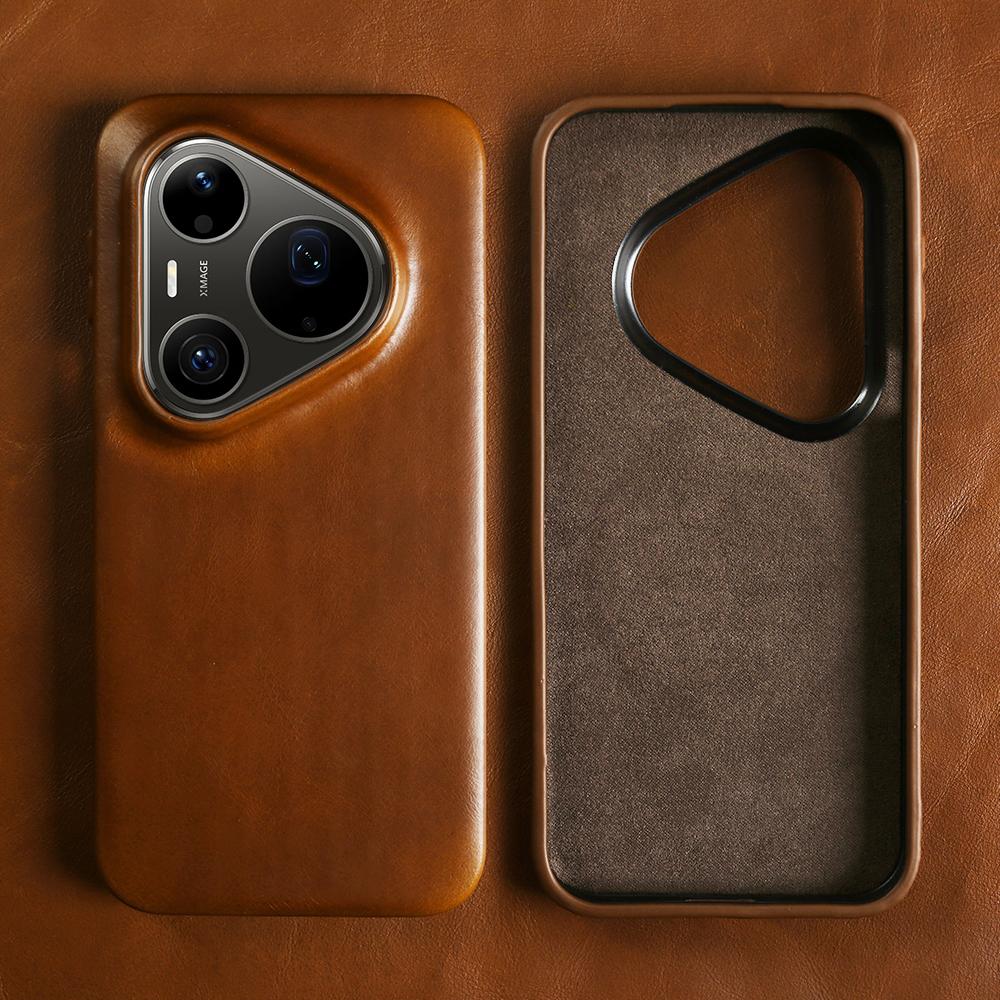 Capa de Celular de Couro Genuíno de Luxo para Huawei Pura 90 Pro Max 80 Ultra Mate 80 Pro Max 70 RS 30 40 50 60 Pro Capas Traseiras Bolsa