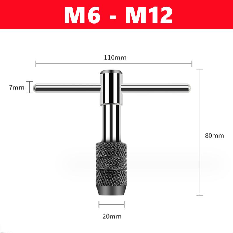 Adjustable T-shaped tap wrench, hand tap drill set M3-M12, used for manual thread tapping and drilling, tap and drill tool set
