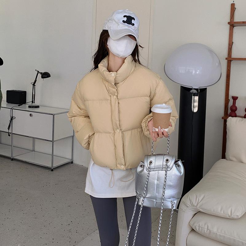 Down cotton jacket padded clothes women's 2025 autumn and winter new cropped ins padded jacket thickened Korean version of warm bread jacket