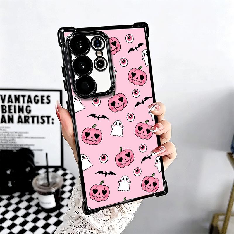 Pink Style Skull Witch Plating Phone Case For Samsung Galaxy S24 S25 FE S26 Edge S23 Ultra S22 S21 Plus S20 Anti-Fall Airabag Co