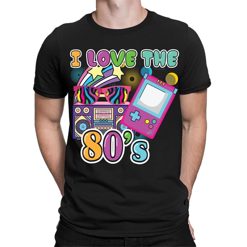 Ich liebe 80er 1980er Kostüm Retro Vintage Herren Damen 100% Baumwolle T-Shirt Herren T-Shirts Oberteile 1#TA-36