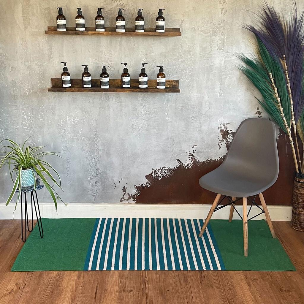 Runner Rug, Blue Green Cotton 70x170cm