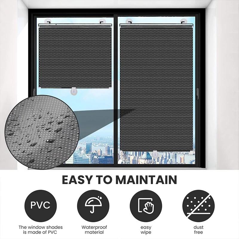 Universal Roller Blind Suction Cup Sunshade Window Shade Nailfree Easy Install Adjustable Curtain for Car Bedroom Kitchen Office