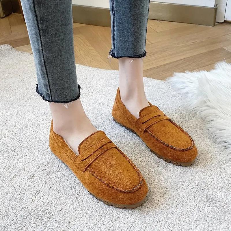 Mode 2025 Winter Damen Schuhe Rutschfeste Sohle Warm Damen Oxford Slipper Bequeme Ballerinas Kurzer Flock Nähen Lässige Slipper