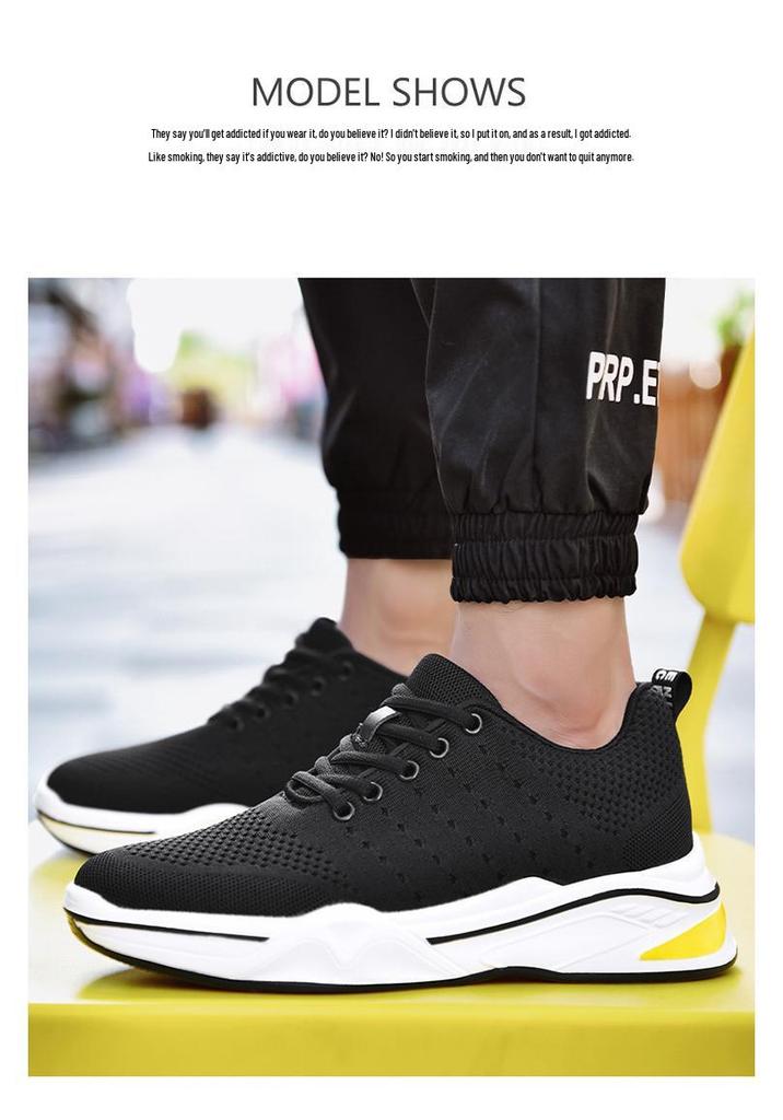 Autumn Men's Invisible Height-Boost Flyknit Sneakers – Breathable and Casual.