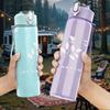 1PC Thin rose line sketch minimal print 750ml colorful plastic sports water bottle leakproof pop up lid with straw for outdoor work home use