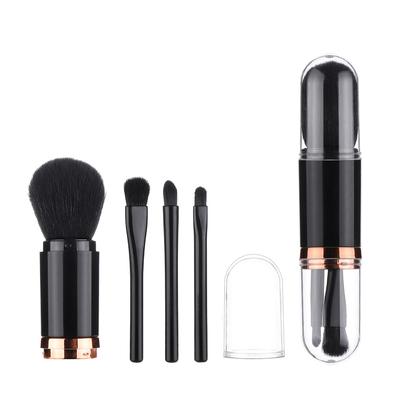 Conjunto de Pincéis de Maquilhagem Retráteis 4 em 1 para Viagem Blush Bronzer Contorno Esfumar Polir Sombra de Olhos