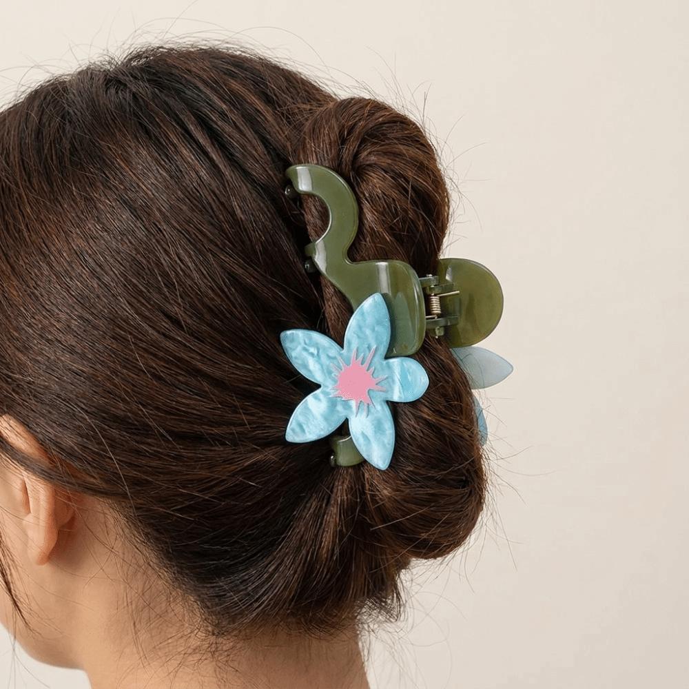 Colorful Flower Hair Claw Hairpin Acetate Shark Clip Personalized Large Hair Clip Girls