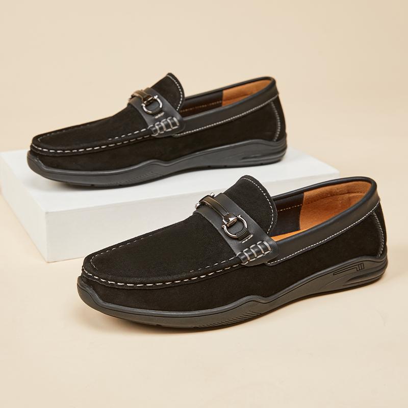 

Мужские повседневные кожаные туфли, легкие мокасины, удобные туфли для вождения без застежек 44 чёрный