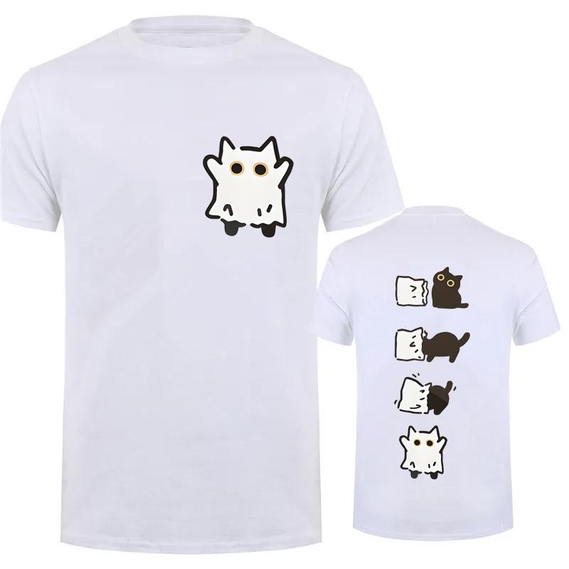 Summer T-shirts Streetwear Boo Black Cat Graphics Printed Tees for Women Men Clothing Horror Spooky Season Tops T Shirt Unisex