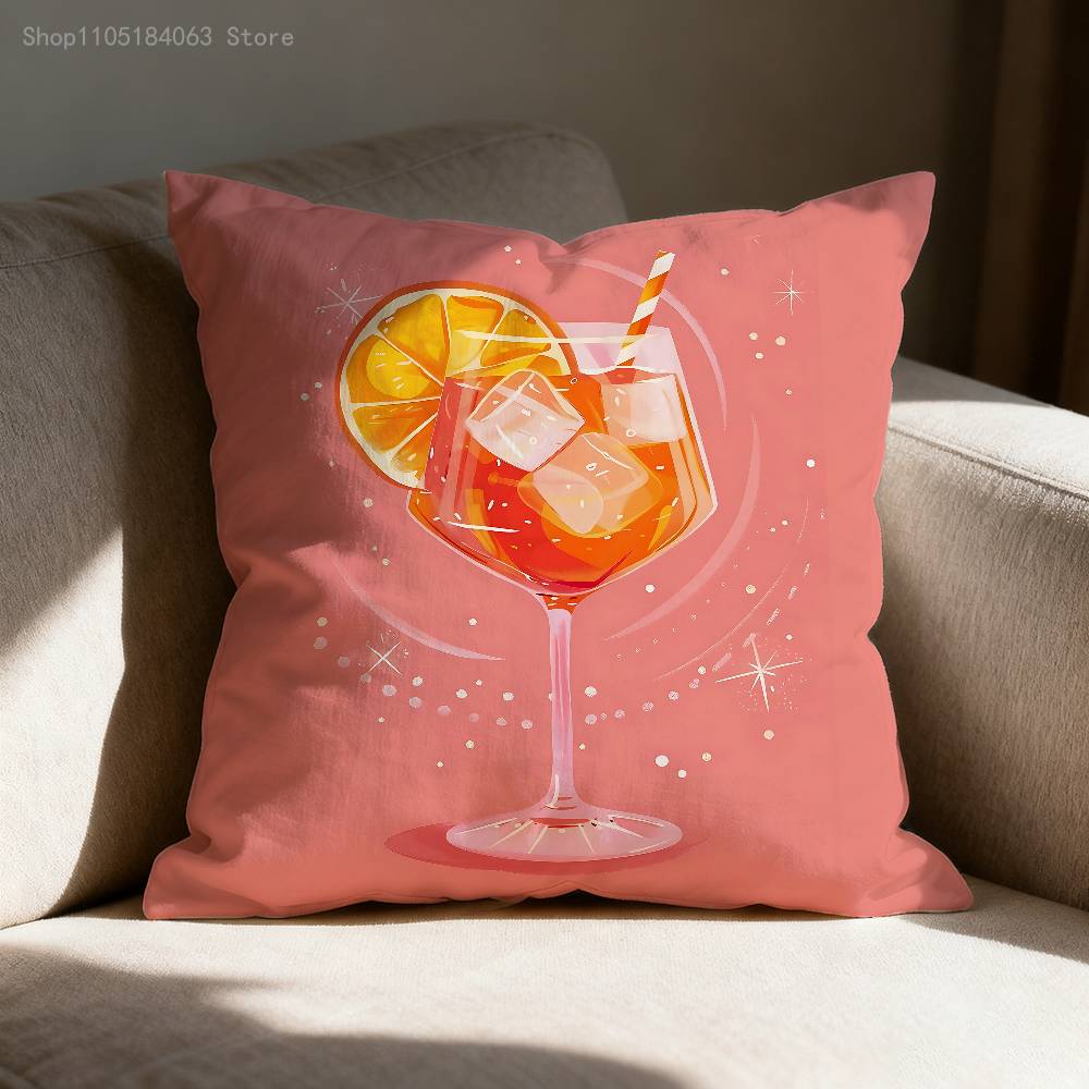 A-Aperol Spritz Kissenbezug für 45x45cm 40x40cm 55x55cm 50x50cm 30x30cm Quadratischer Auto-Kissenbezug Hülle
