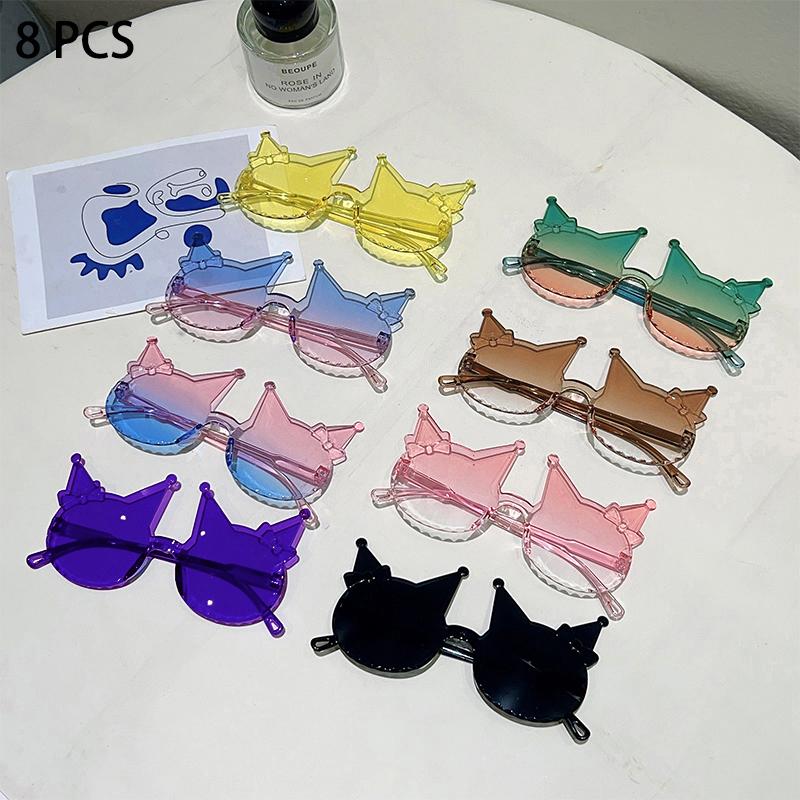 1/8 Pcs Rimless Kitten Shaped Sunglasses for Girls New Gradient Multi-color Decor Sun Glasses Cute Candy Color Kids Shades