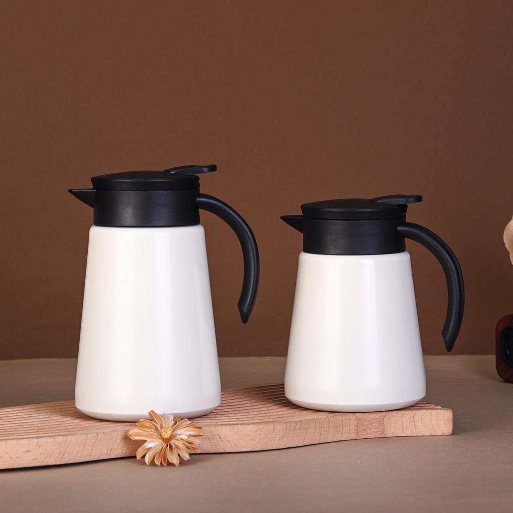 New Simple 304 Stainless Steel Coffee Thermos Flask with Portable Handle, Large Capacity, and Duckbill Spout