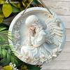Pretty Angel Wooden Sign - Beautiful Angel Round Sign for Front Door Wall Hanging Decor Ideal Home Hanging Ornament