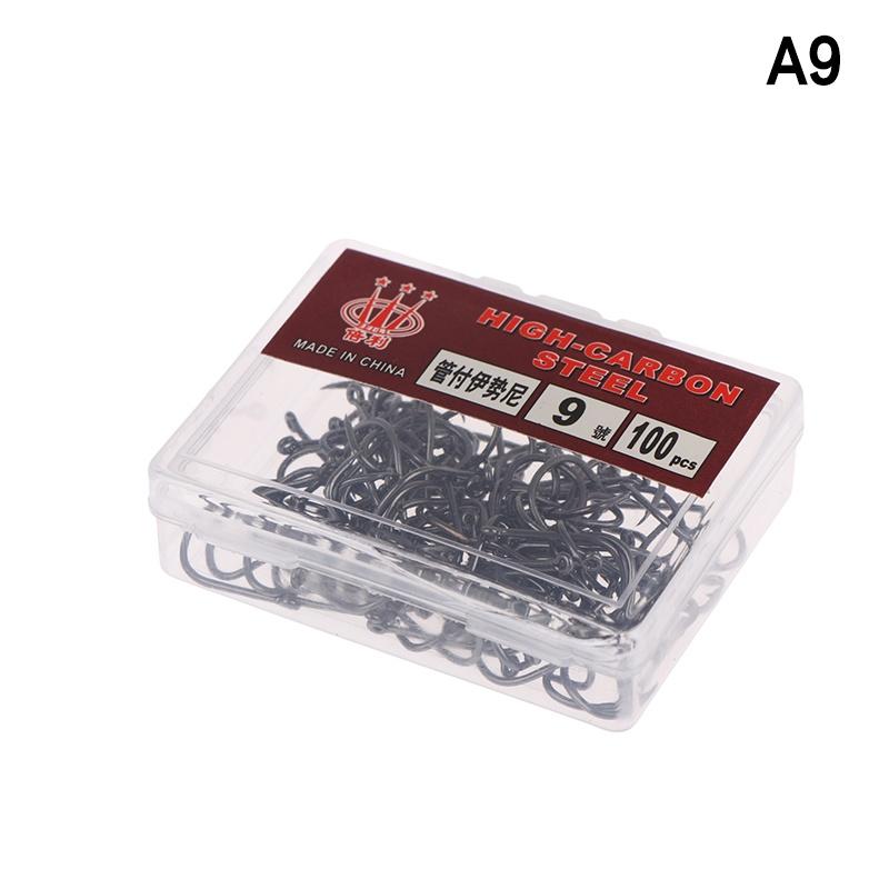 100Pcs/Box High Carbon Steel Fish Hook Durable High Strength Barbed Fishing Hooks With Ring For Carp Fishing Accessories