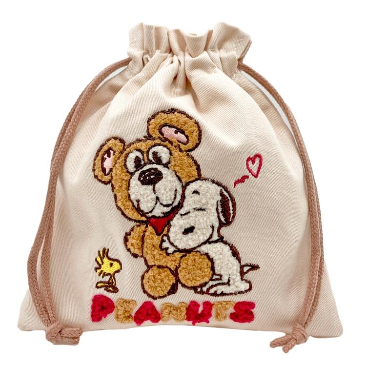 

Sunstar Stationery Snoopy Drawstring Bag, Sagara Embroidery, Brown, S2337460