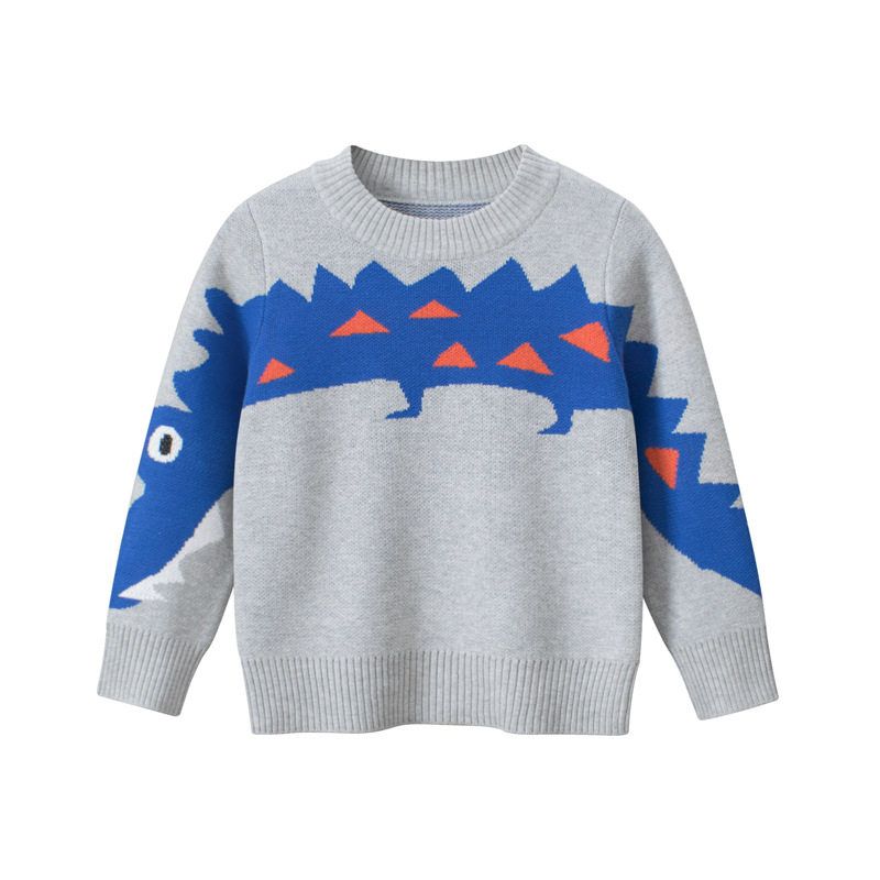 27Kids Brand Spring and Autumn Sweater Crocodile Children s Clothing Light gray 110