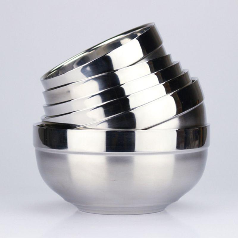 Eco-friendly Double Layer Anti-Rust Stainless Steel Classic Bowl Thermal Insulation Kitchen Flatware