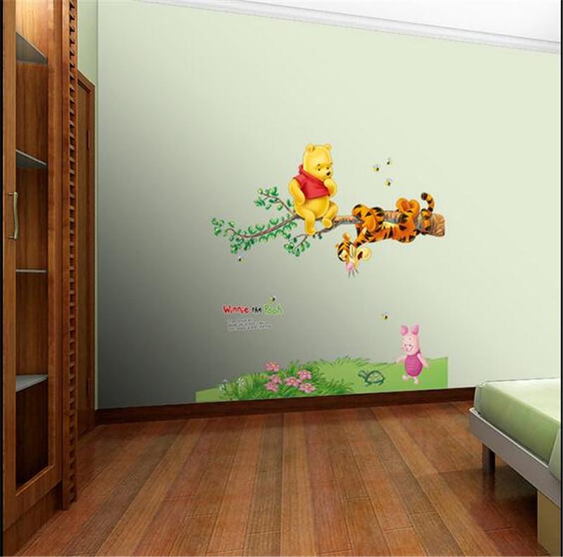 Cartoon Winnie The Pooh Bear Wall Sticker For Kids Room Living Room Wall Decoration Kids Gifts  Movie Animation Poster