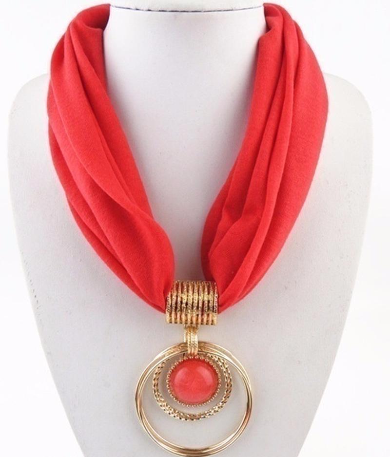 

Шарф из сплава, кольцо с подвеской, женский воротник из полиэстера, шарфы для женщин красный