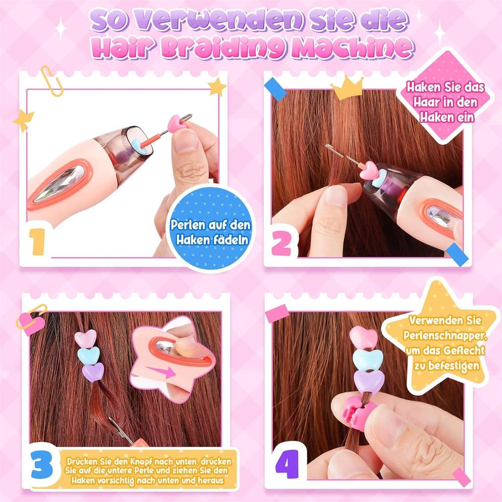 Girls Gift  Children: Hair Accessories Toys For Girls 7-12 Years Old Hair Beads Braid Birthday Gifts For Girls Fun Hair Braiding Machine