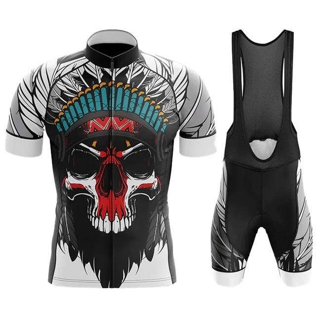 2026 Team Men Summer Skeleton Short Sleeve Cycling Jersey Set MTB Maillot Ropa Ciclismo Bicycle Wear Breathable Cycling Clothing