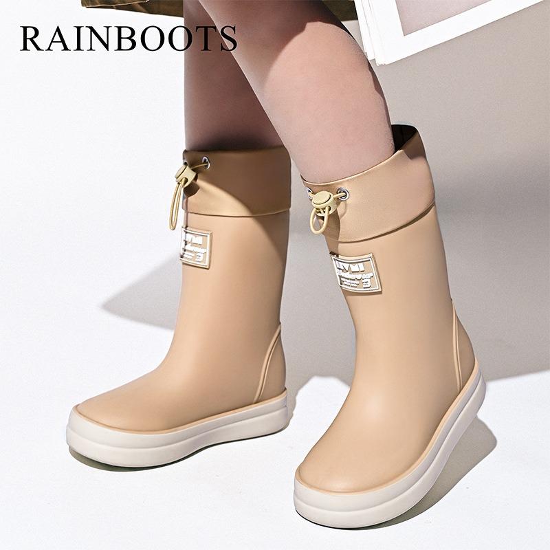 Neue Mode Kinder wasserdichte Schuhe Jungen und Mädchen Regenstiefel Kinder Bündel weiche Sohle Kleber rutschfest mittlerer Schaft Regenschuhe