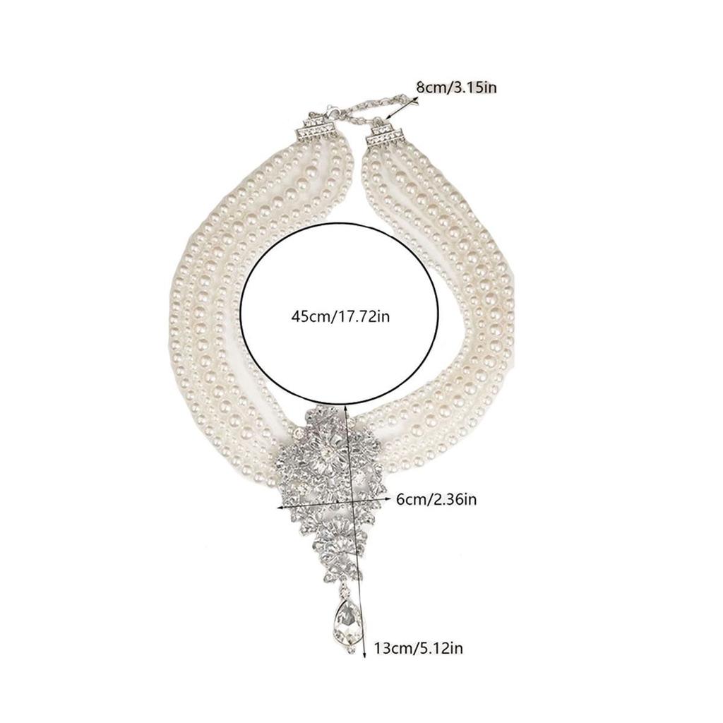 Multi-layer Pearl & Crystal Gem Water Drop Pendant Necklace - Exaggerated Fashion for Women