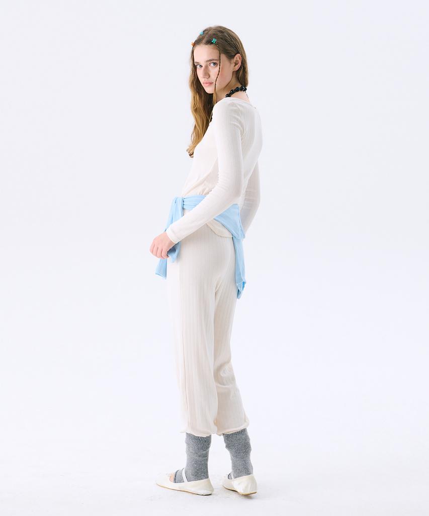 JUNEJUNE SPACE Eyelet Jersey Pants_Cream