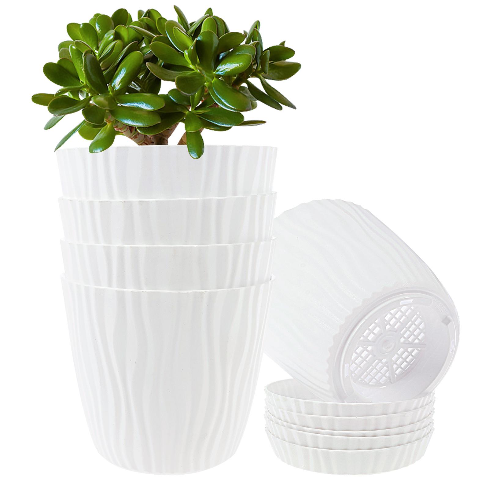 

Набор из 5 шт. Цветочный горшок ПП Горшки для растительности с дренажными отверстиями и поддонами Утолщенные многоцелевые горшки для суккулентов для помещений и улицы M