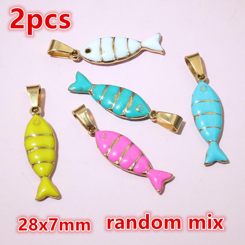 2-4pcs Enamel Stainless Steel Flower Coral Fish Charms Pendant DIY Jewelry Making Accessories Findings for Necklace Earrings
