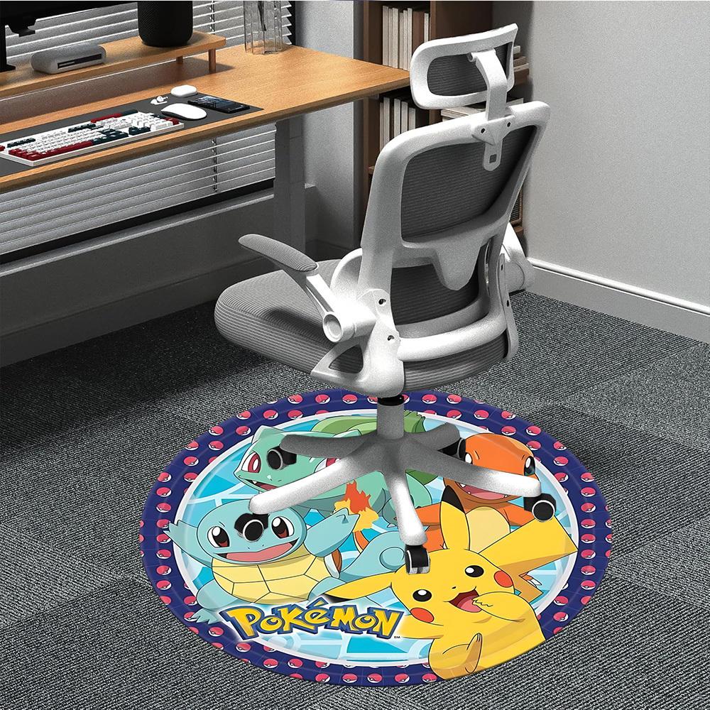 

1PC Pokemon, Pikachu Office Round Rug - Perfect for Office or Study Decor, Machine Washable, Non-Slip Backing, Decorative Floor Mat 80cm