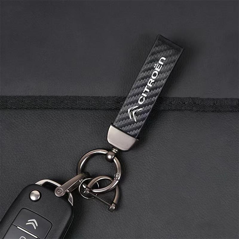 Car Badge Carbon Fiber Keychain Car Styling Custom Key Ring For Citroen Grand Picasso Jumper Cactus Saxo 2CV VTS DS3 DS4 DS5 RD3