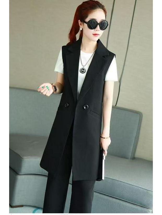 

Women s Versatile Mid-Length White Sleeveless Vest - Spring/Autumn 2024 Trend L
