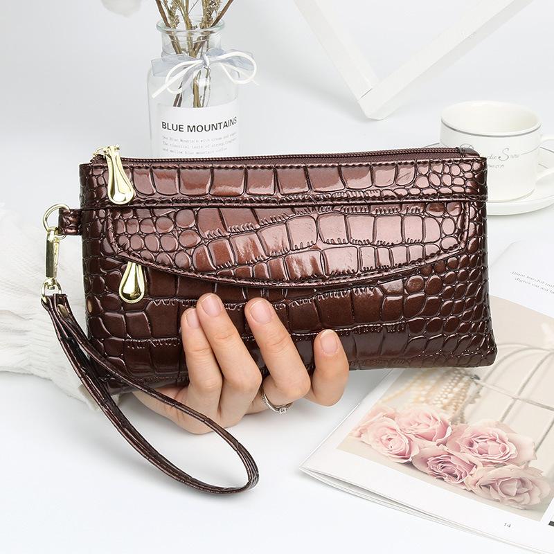 1Pc Wallet Lady Long Lasual Bright Face Clutch Zipper Phone Bag