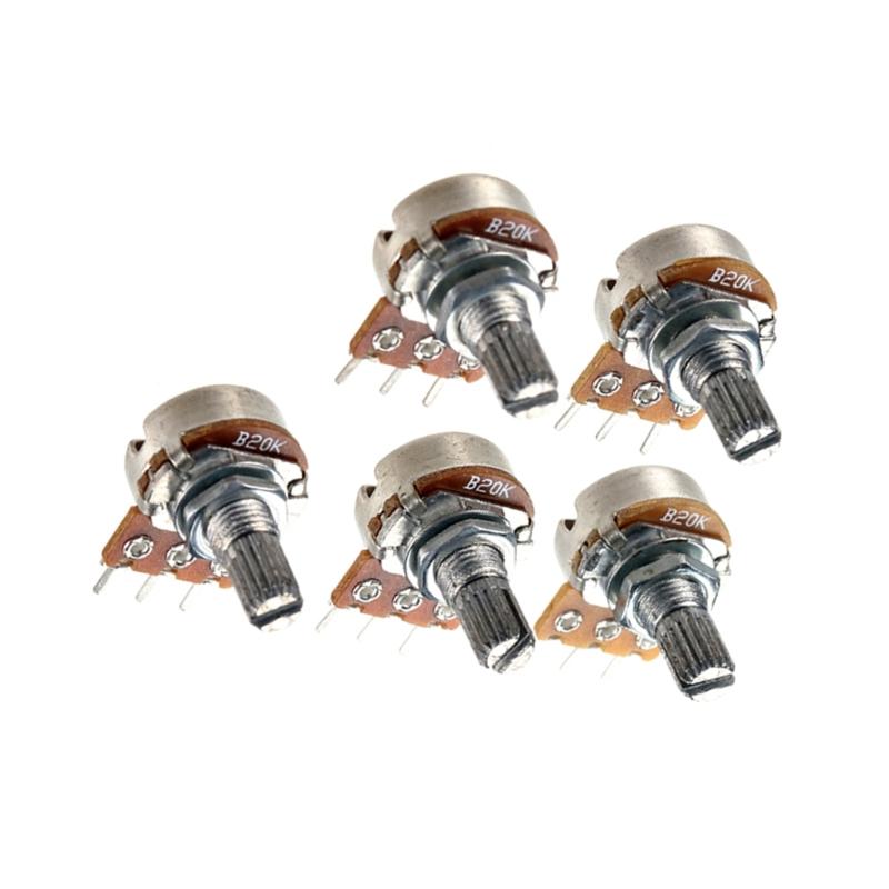 

5Pcs B20K Knurled Volumes Tone Control Guitar Potentiometers Electric Guitars Control Straight Pot Guitar Accessories 1